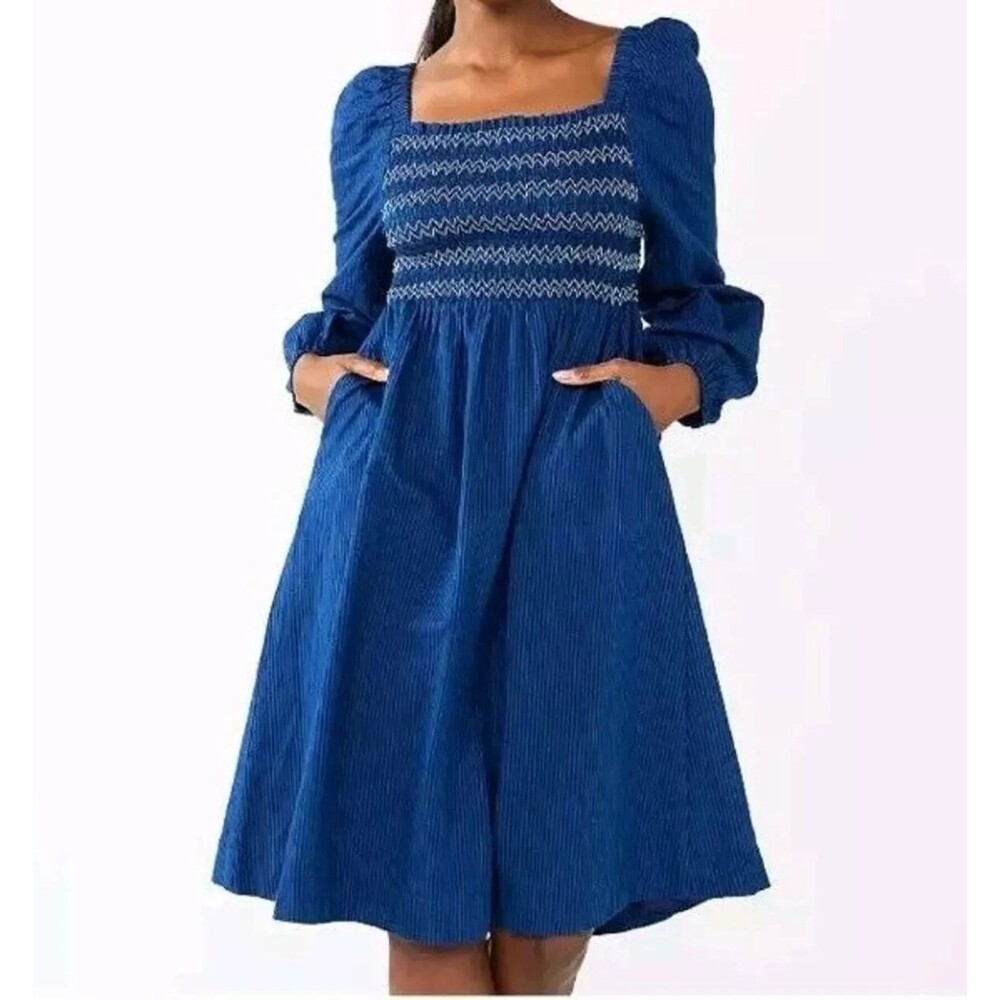 Draper James Royal Blue Smocked Midi Dress